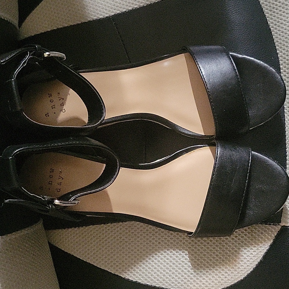 Women's Black Wedge Sandals By A New Day Size 9